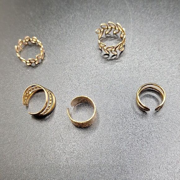 5 piece set of gold ear cuffs no piercing earrings boho jewelry hair accessories - Picture 2 of 7
